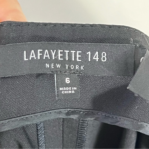 Lafayette 148 New York Pants Virgin Wool Trousers Black Side Zip Size 6 Office - Picture 10 of 11
